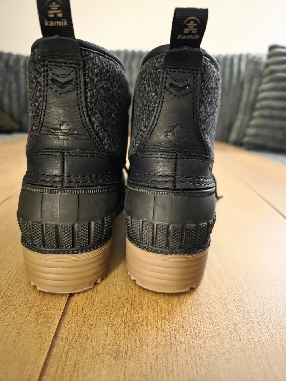 Kamik Black and Brown Waterproof Lace-Up Winter Boots